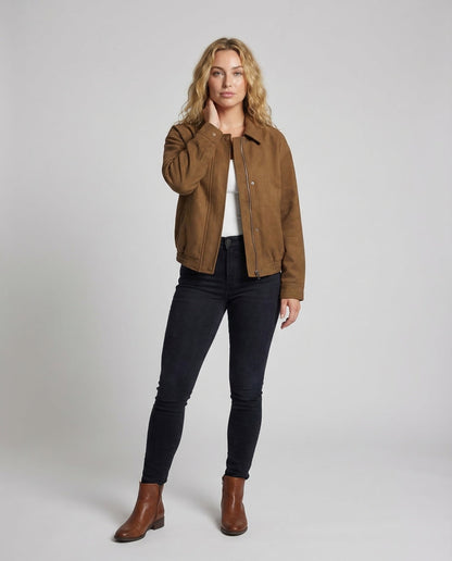 Damen Veloursjacke Oversize Weich Schwarz - Norvielle