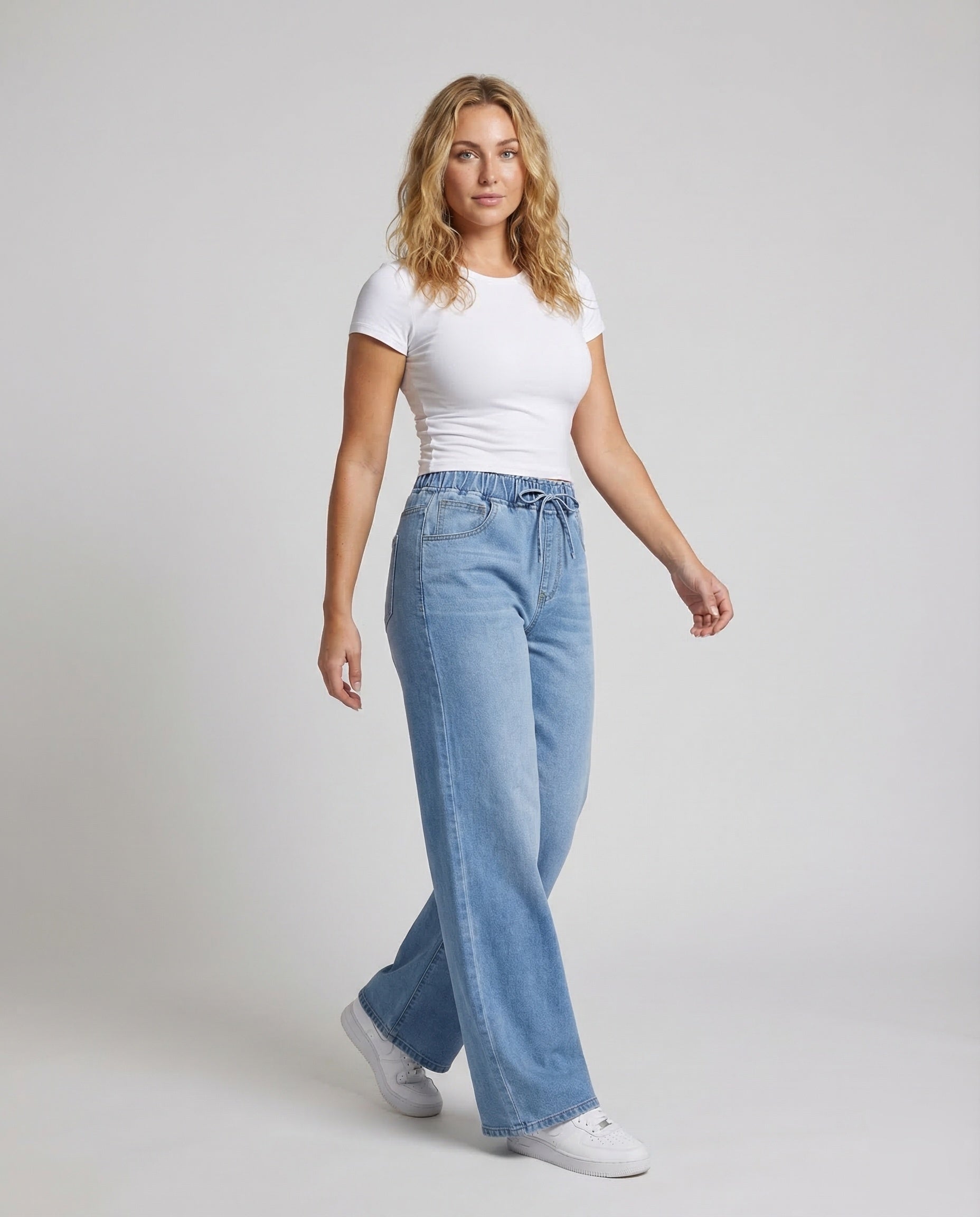 Damen High Waist Paperbag Jeans - Norvielle