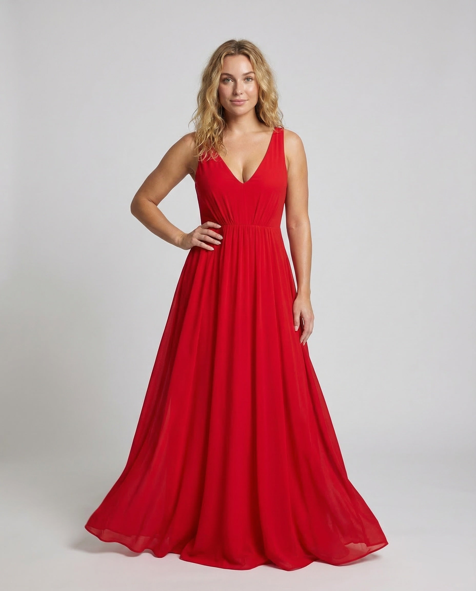 Damen Maxikleid aus Chiffon mit Plissee - Norvielle