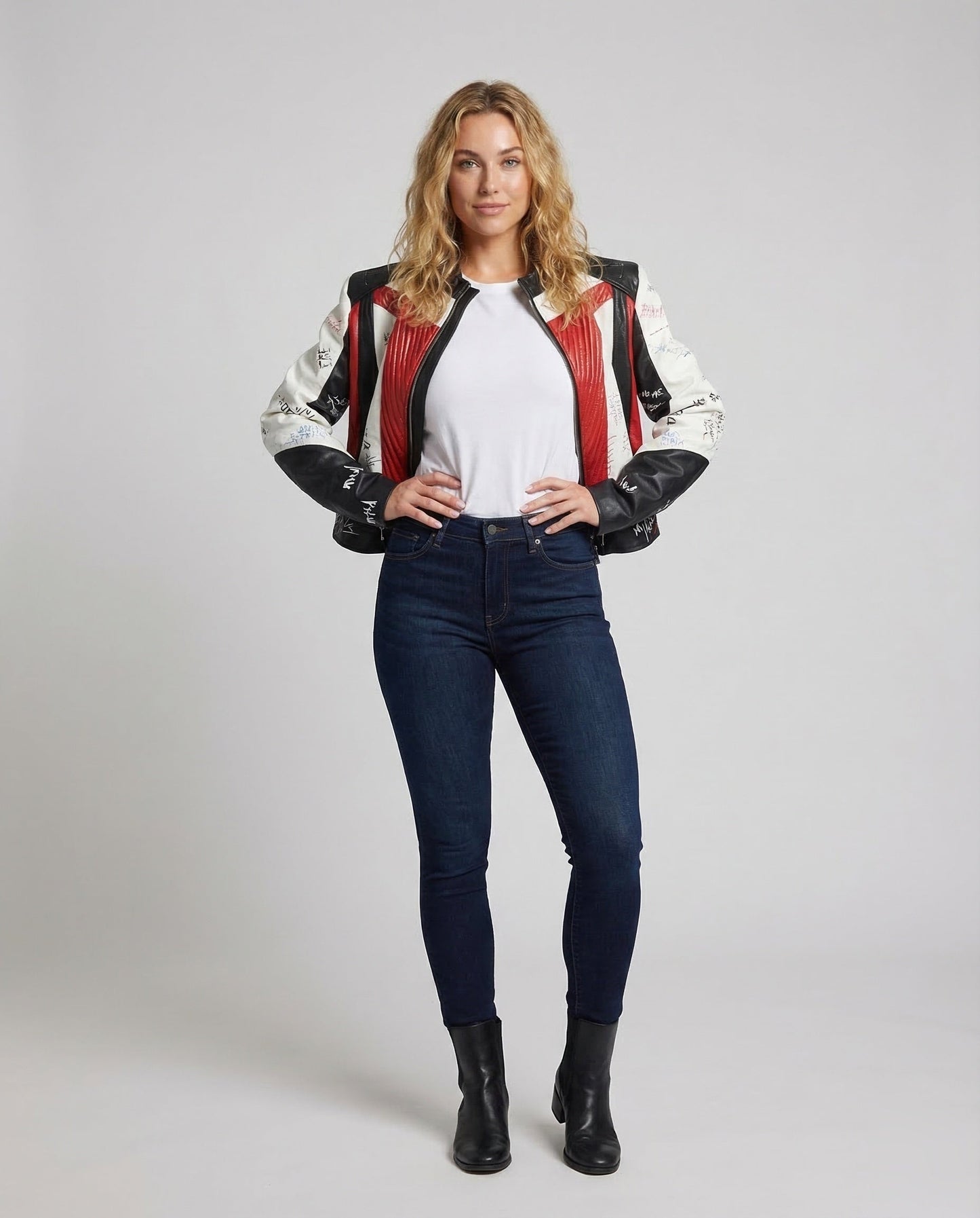 Damen Lederjacke Racer Style Schwarz - Norvielle
