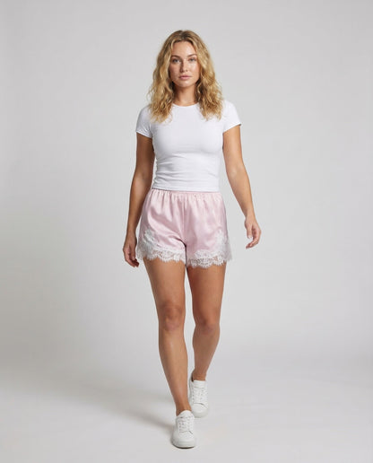 Damen Schlafshorts aus Satin mit Spitze - Norvielle