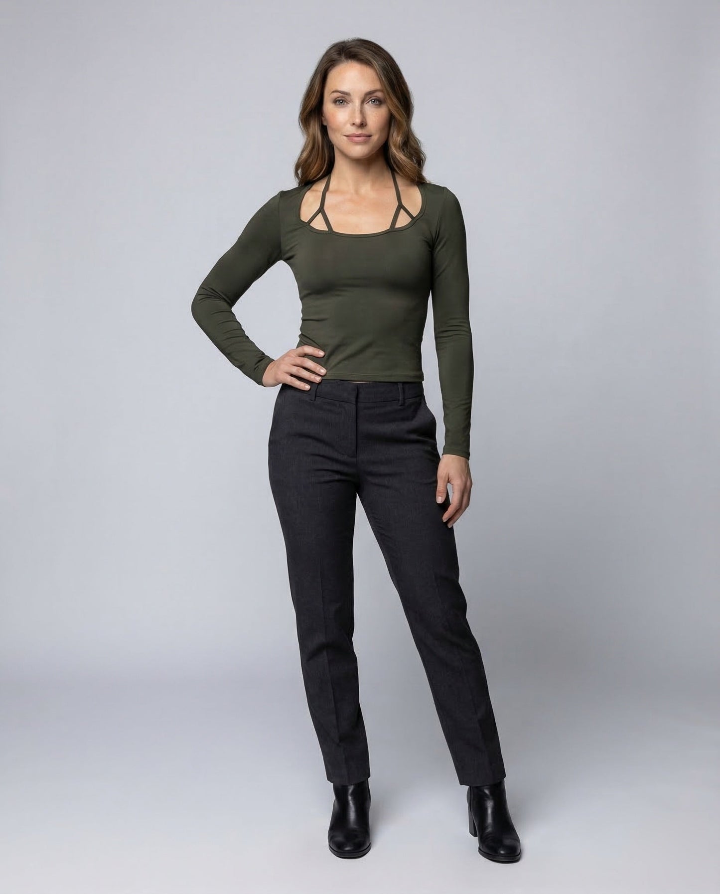 Damen Langarmshirt Mit Schlitz - Norvielle