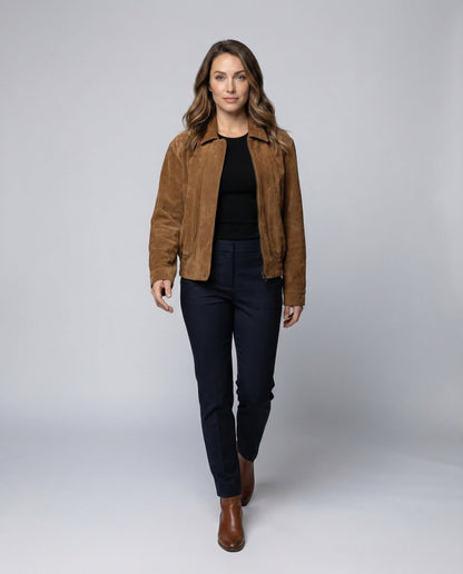 Damen Oversize Bomberjacke Wildleder - Norvielle