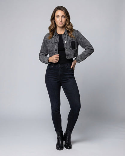 Damen Jeansjacke Cropped Tailliert bleibt als Damen Cropped - Norvielle