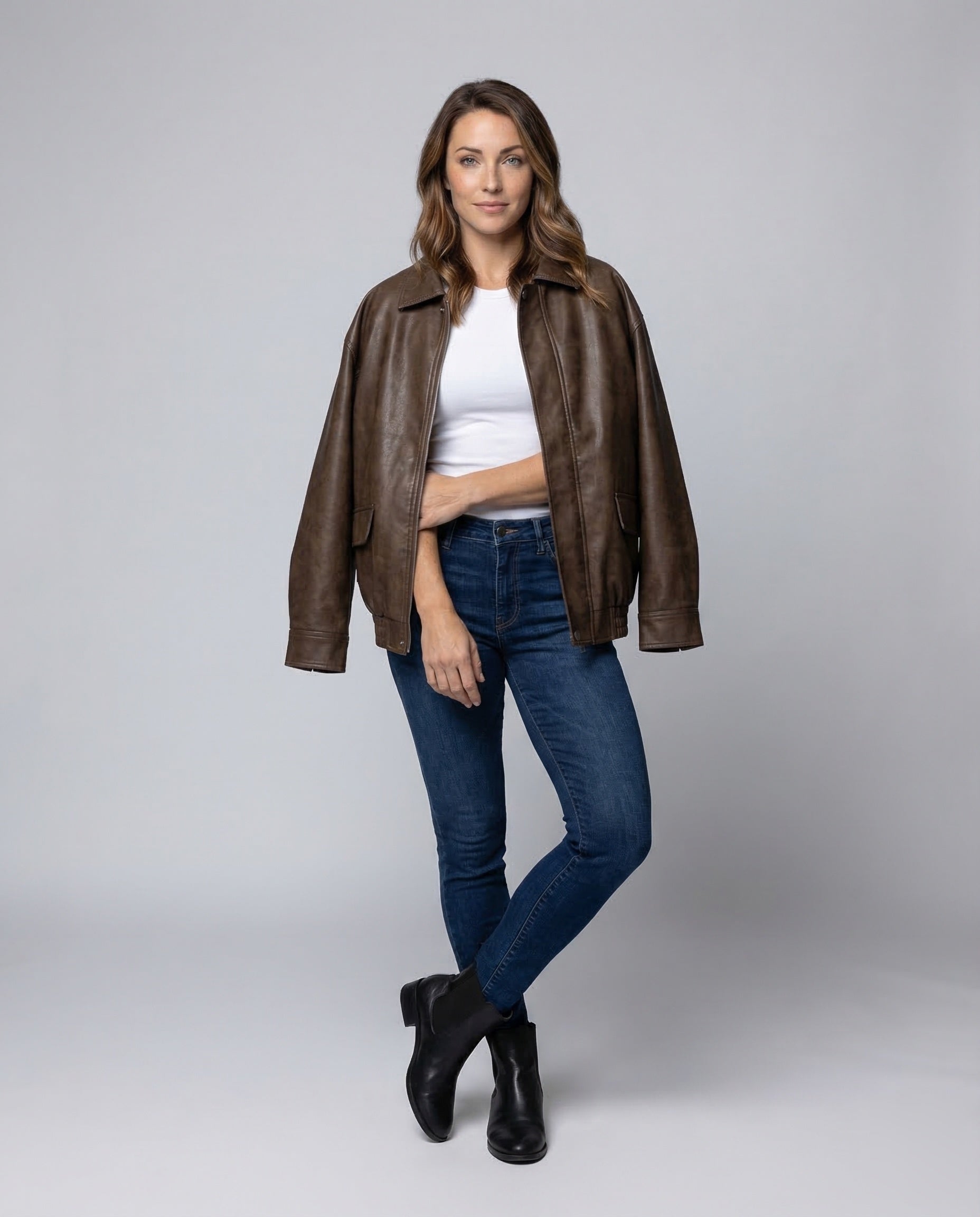 Damen Blouson Lederimitat Vintage-Look - Norvielle