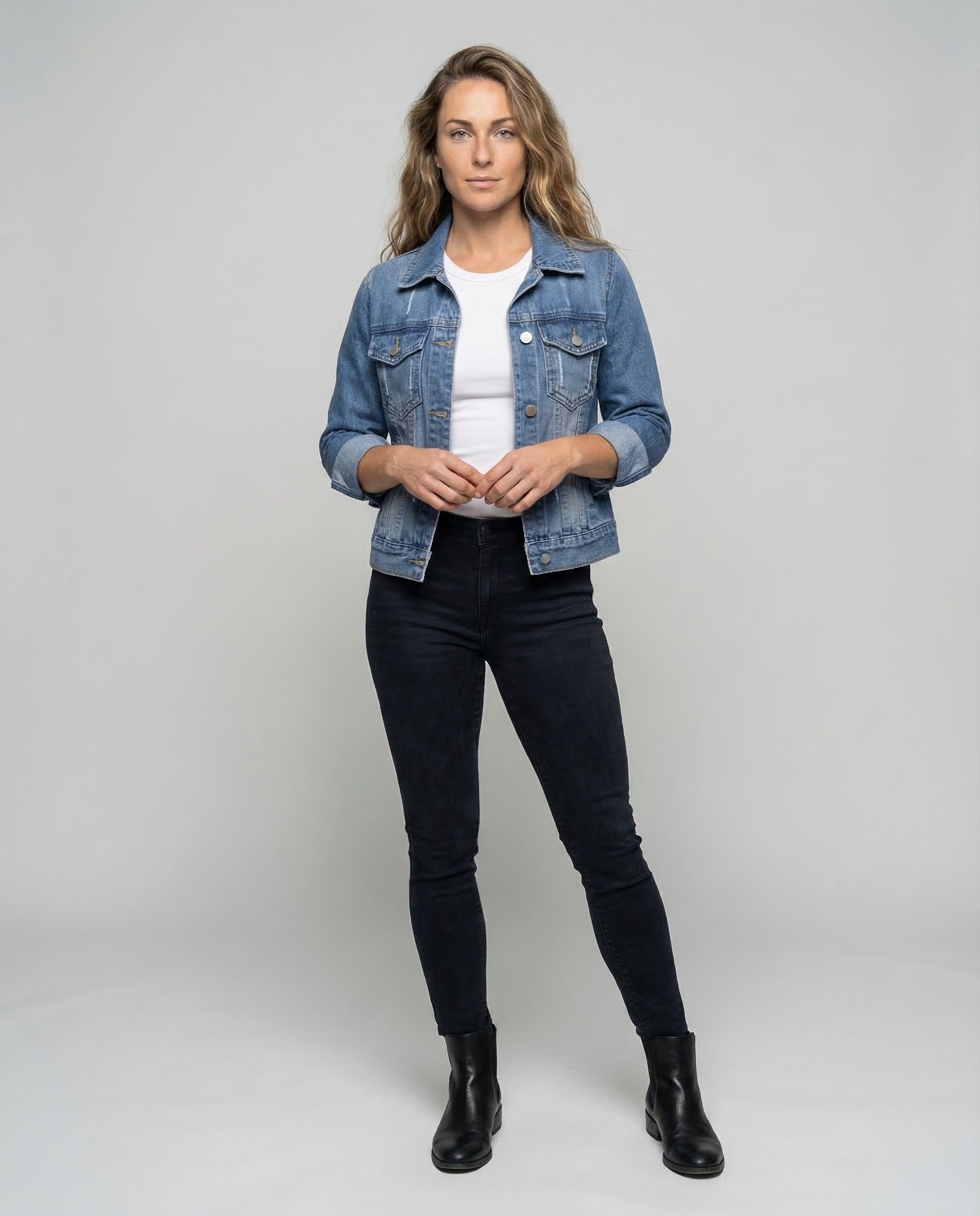 Damen Jeansjacke Boxy Kurz - Norvielle