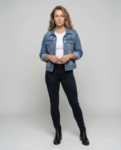 Damen Jeansjacke Boxy Kurz - Norvielle