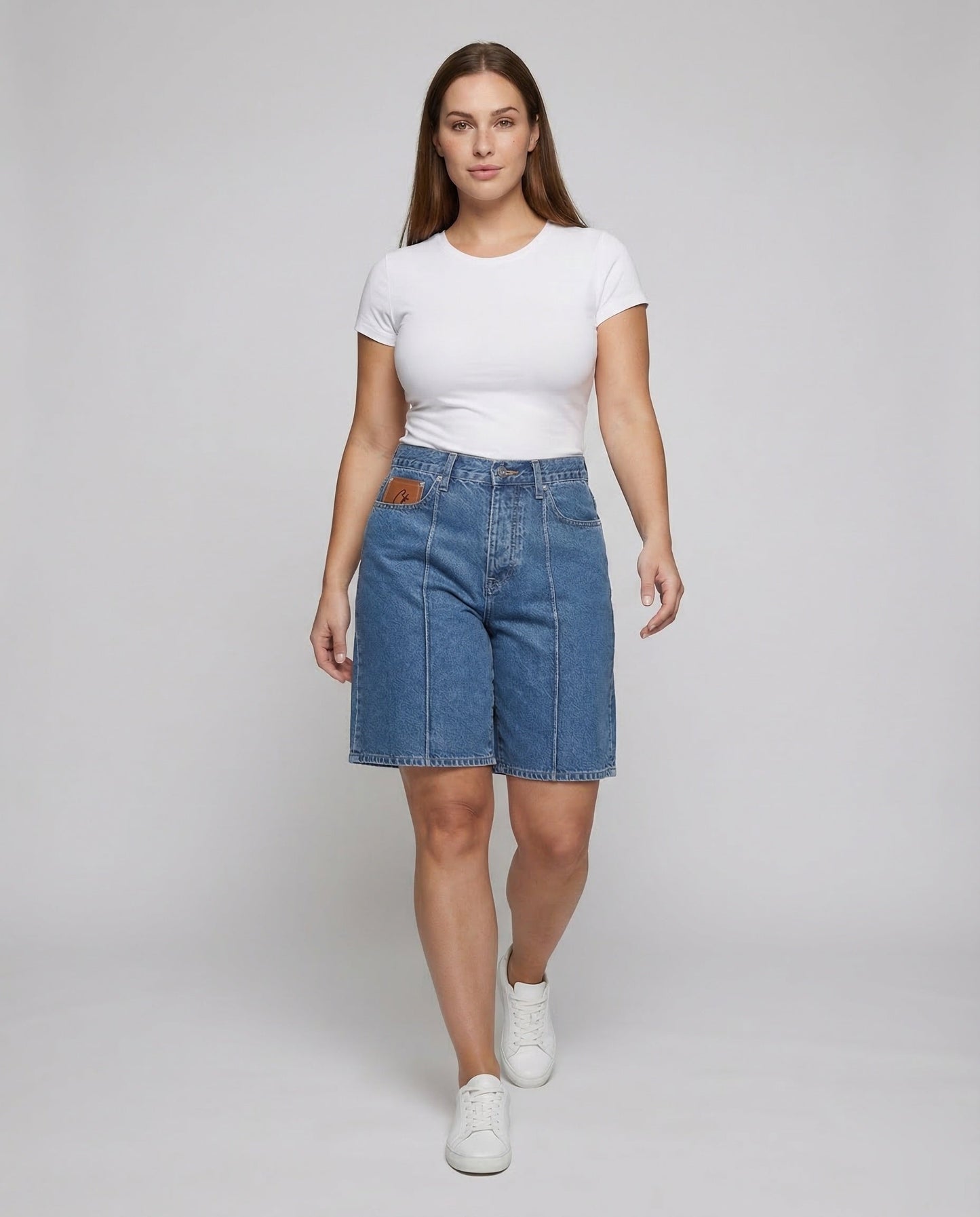 Damen Bermuda Shorts Denim Bestickt - Norvielle