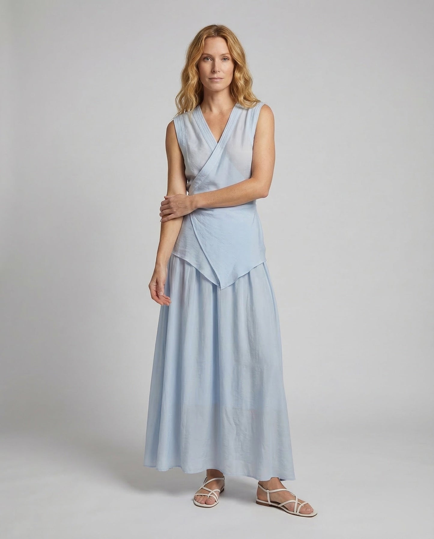 Damen Maxi Wickelkleid Asymmetrisch - Norvielle