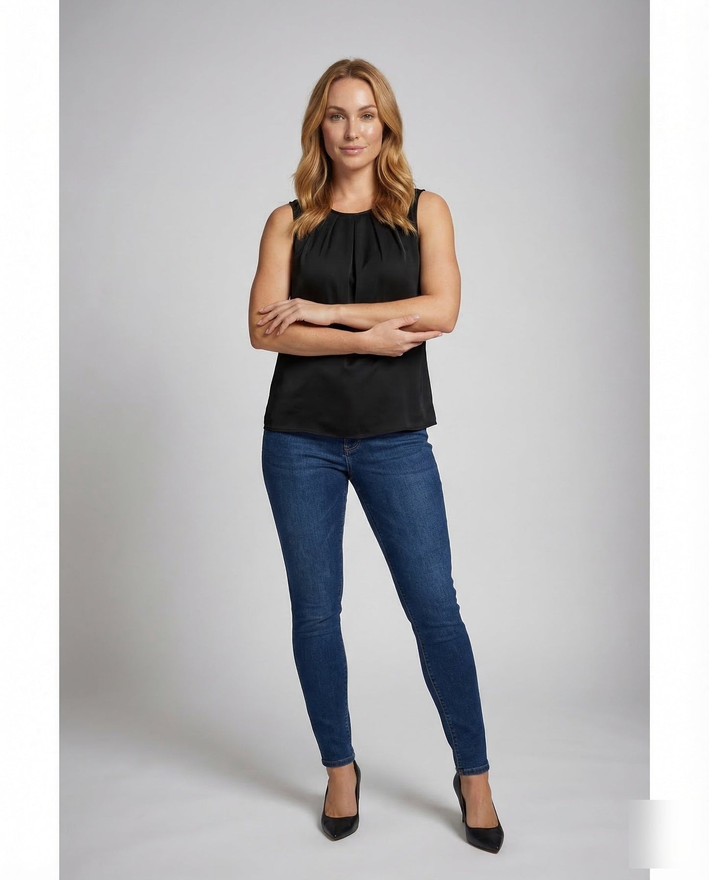 Damen Ärmellose Satinbluse - Norvielle