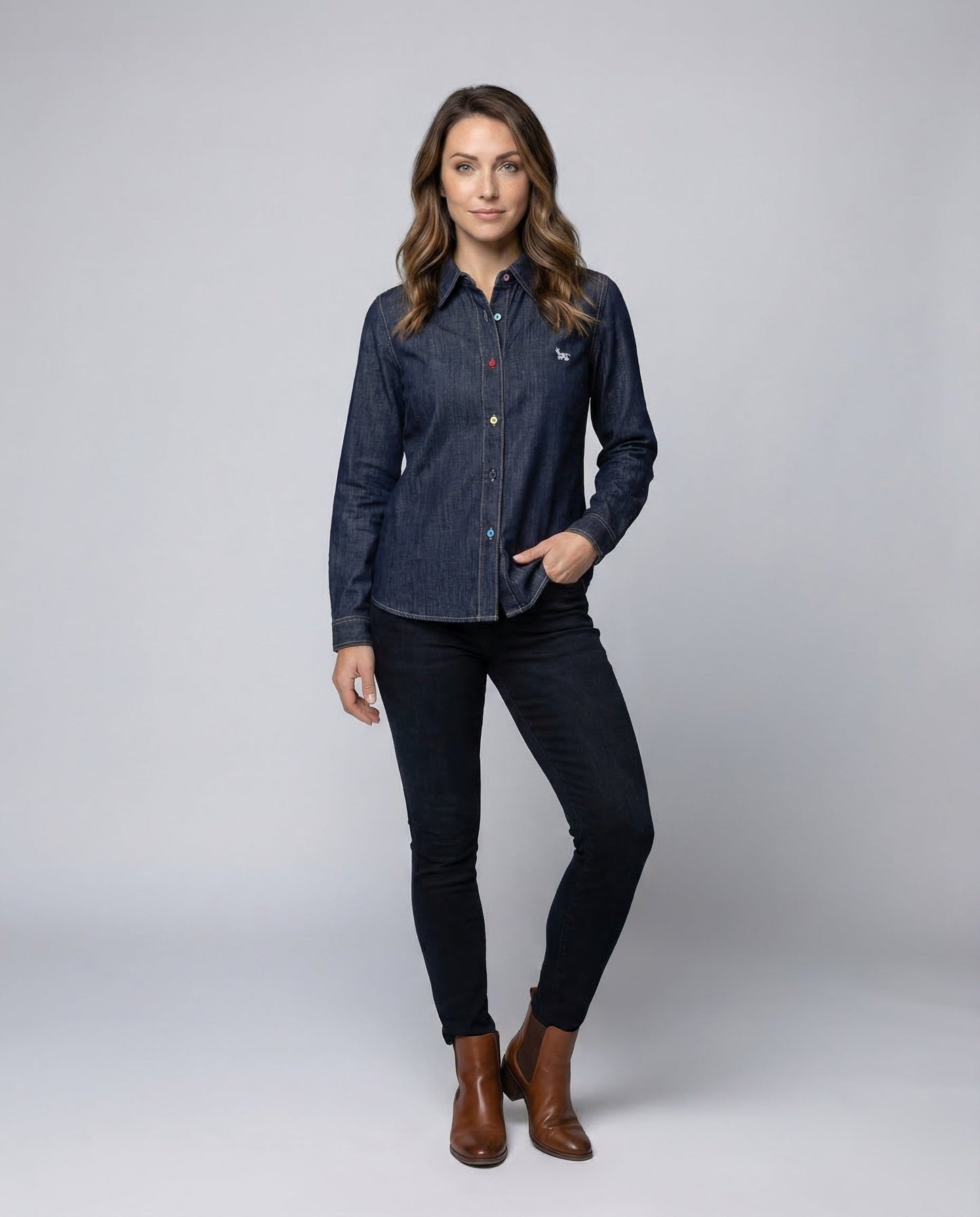 Damen Denimshirt mit Stickerei - Norvielle