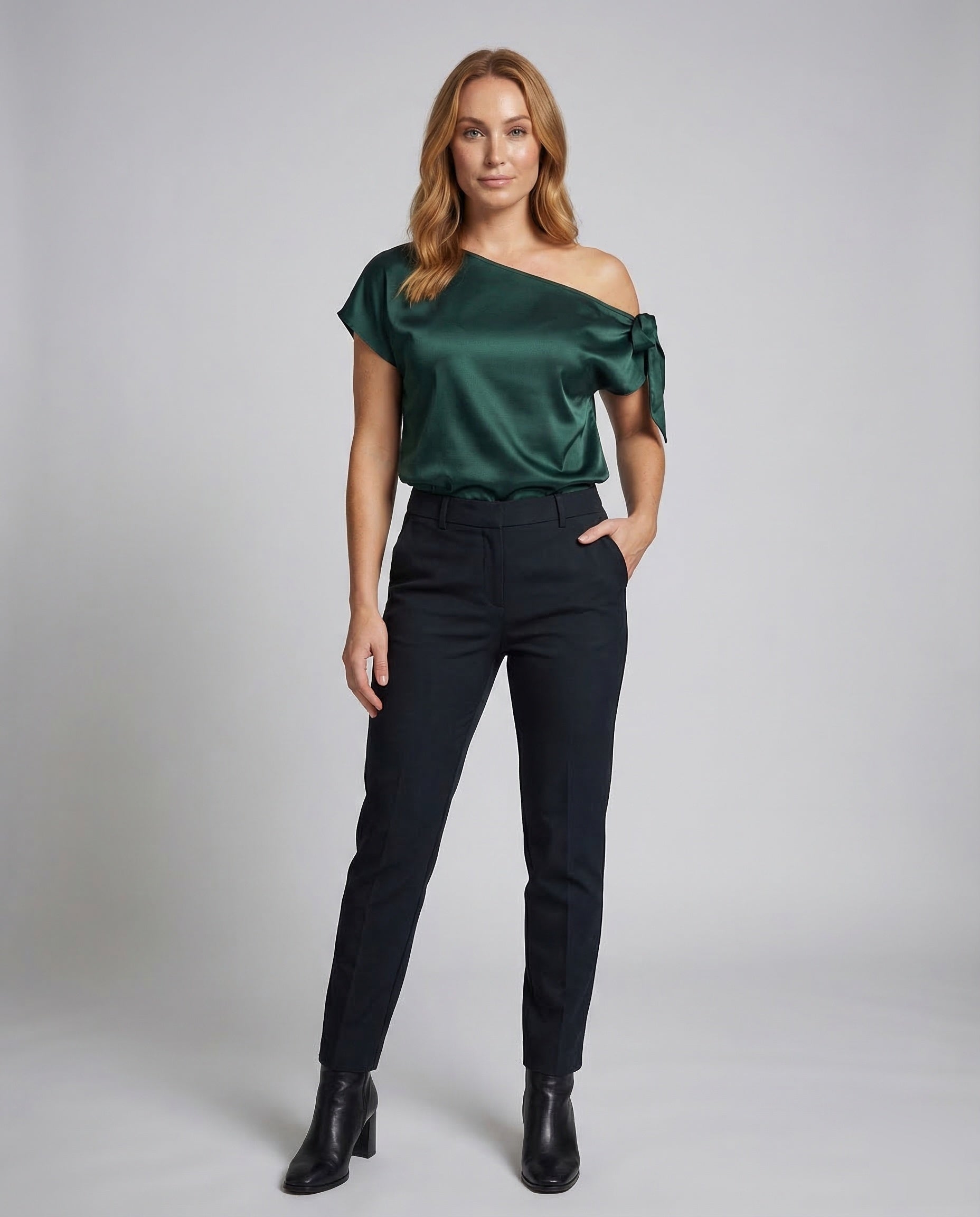 Damen Satin-Oberteil Asymmetrisch - Norvielle