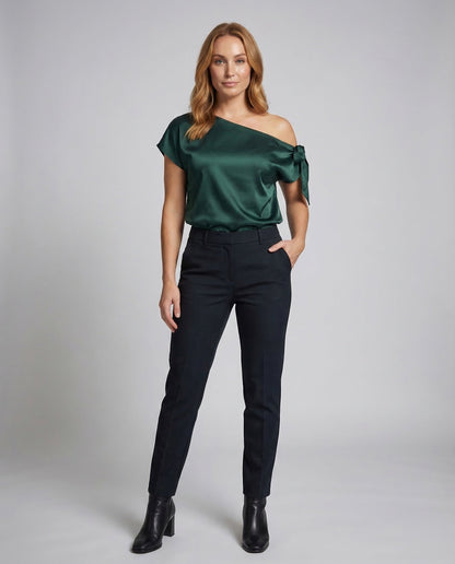 Damen Satin-Oberteil Asymmetrisch - Norvielle