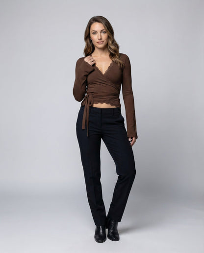 Damen Wickeltop aus Spitze - Norvielle