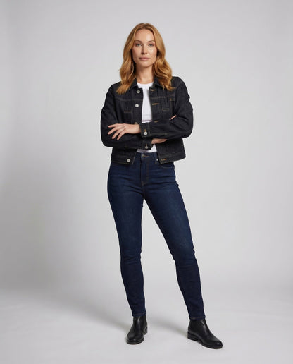 Damen Cropped Jeansjacke Ballonärmel - Norvielle