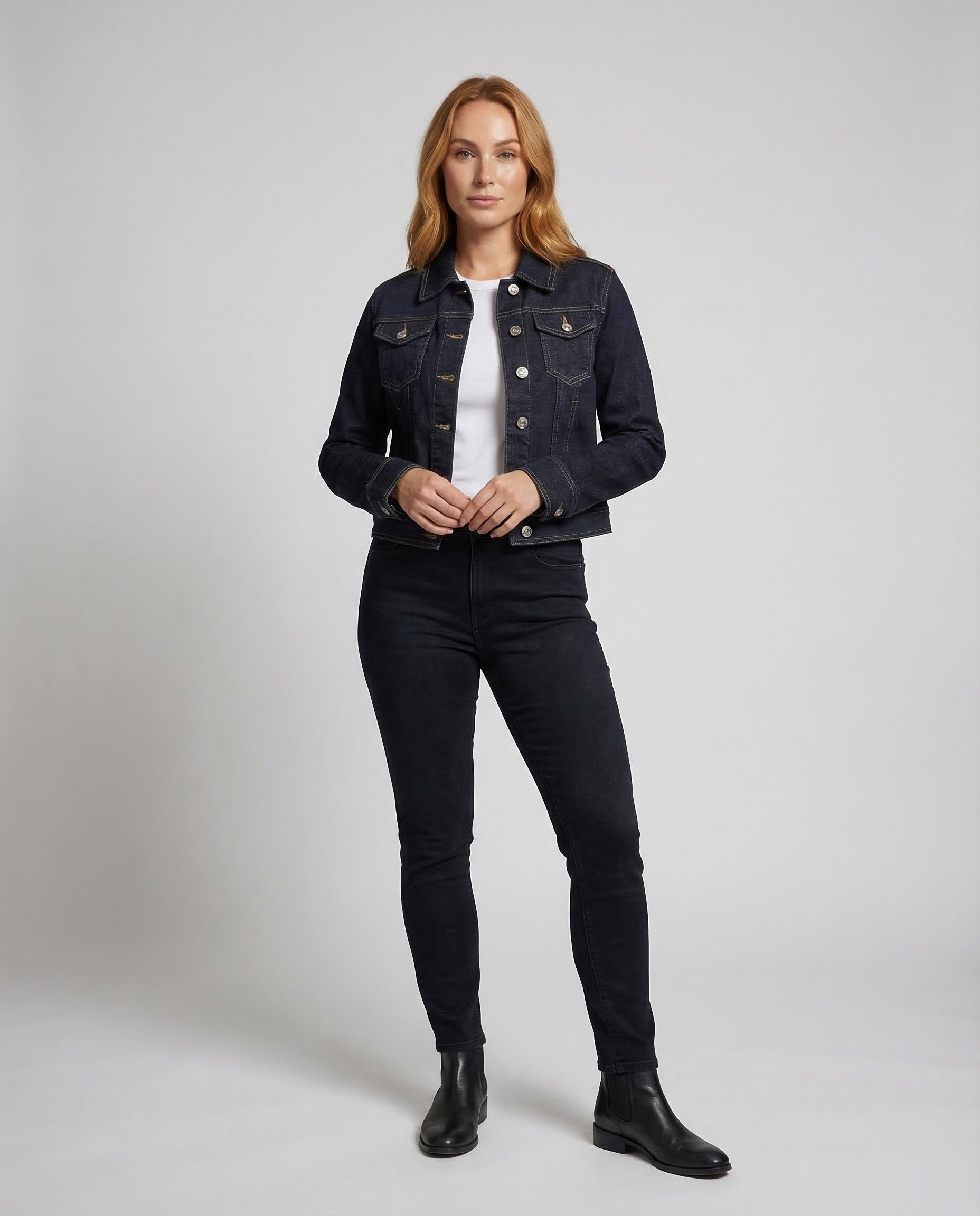 Damen Box-Jeansjacke Kurz - Norvielle