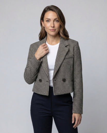 Damen Blazer Kurz Hahnentritt - Norvielle