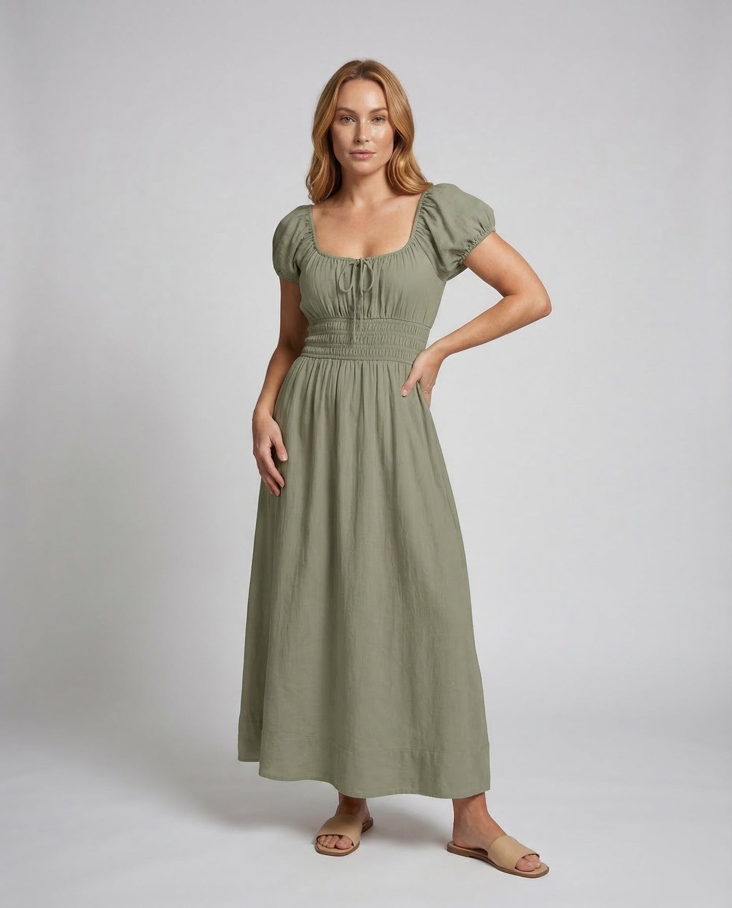 Damen Maxikleid mit Puffärmeln - Norvielle