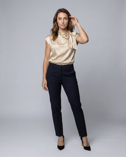 Damen Satin Bluse Schleifenkragen - Norvielle