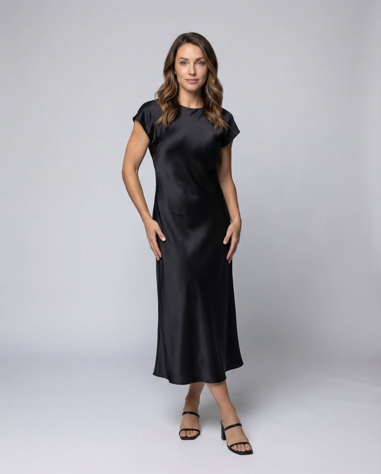 Damen Maxikleid Satin Kimonoärmel - Norvielle