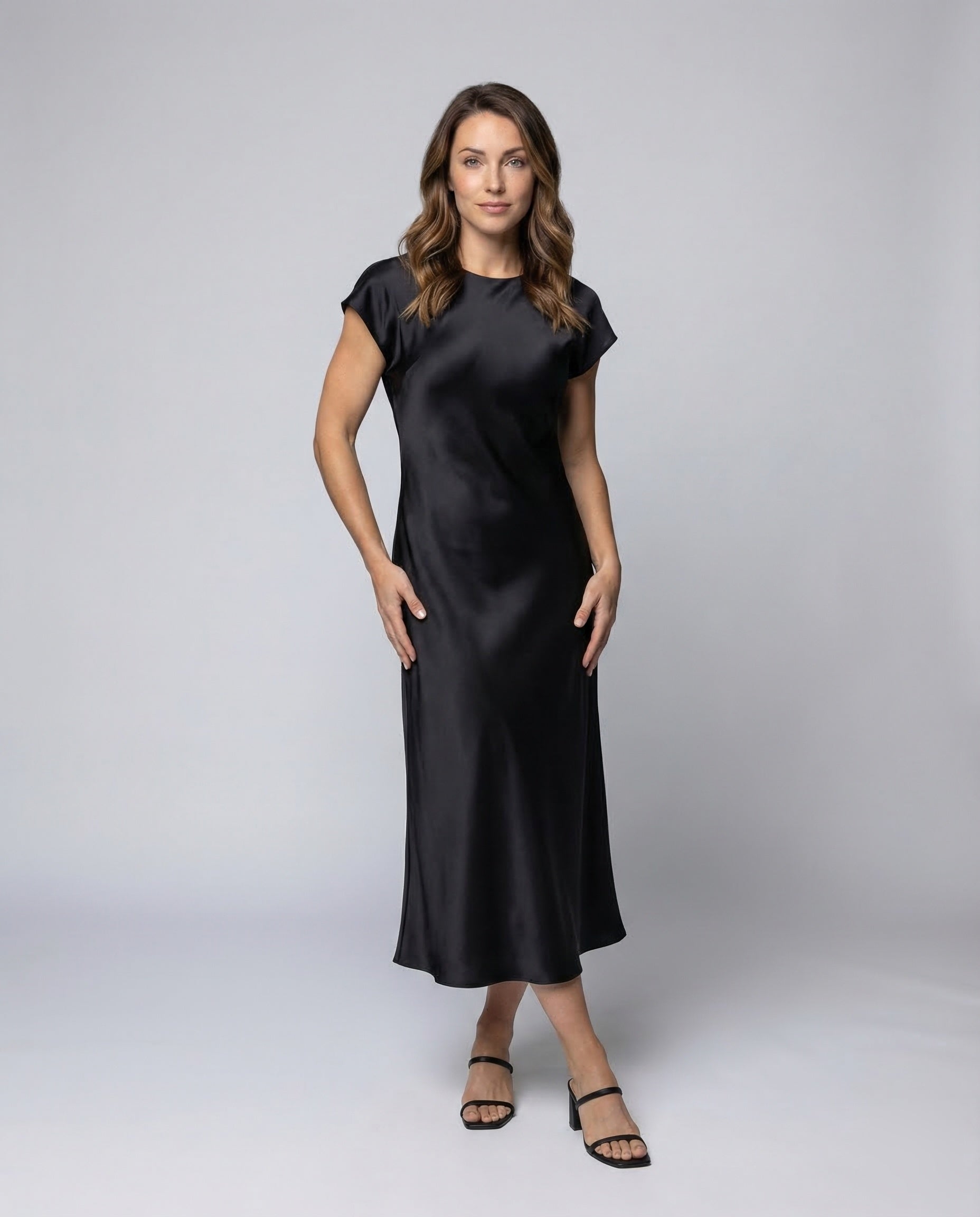 Damen Maxikleid Satin Kimonoärmel - Norvielle