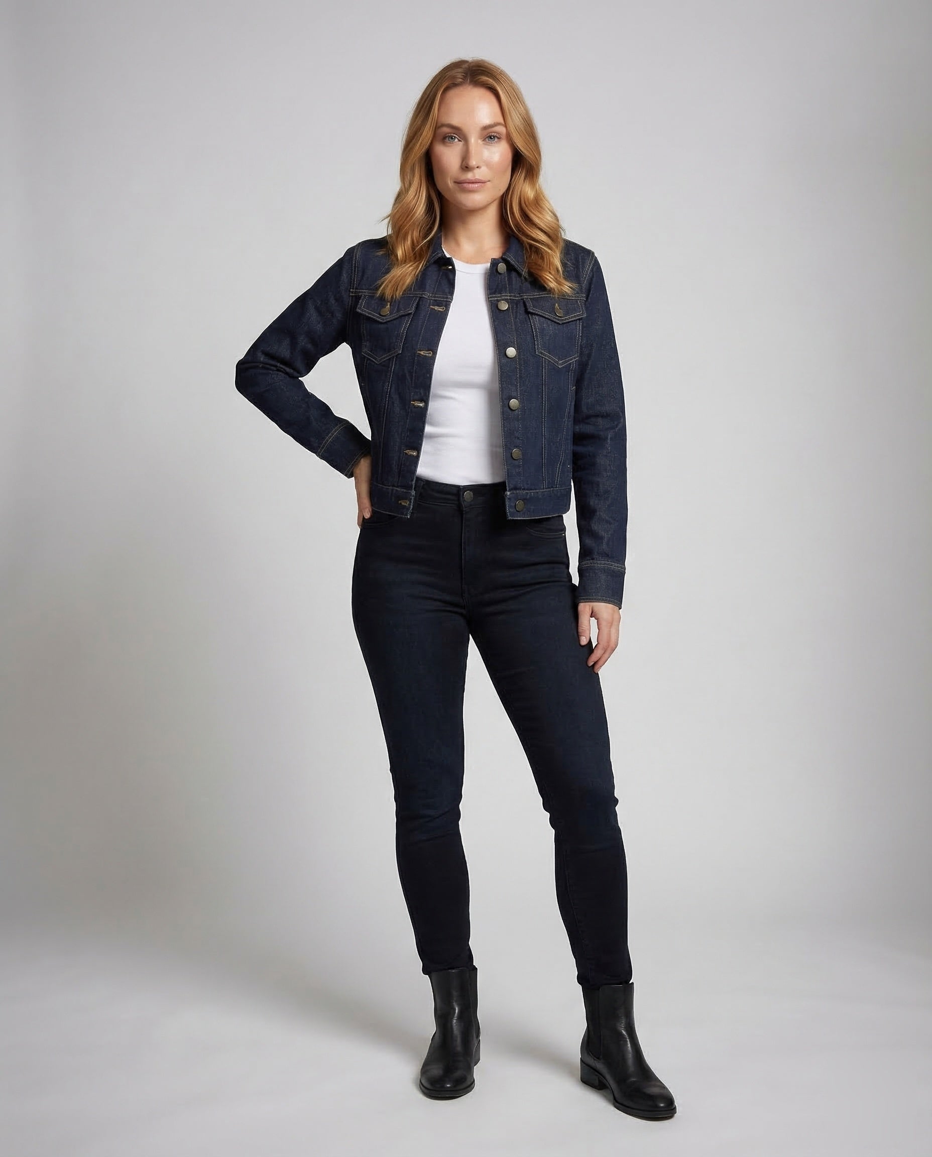 Damen Denimjacke Tailliert Blau - Norvielle