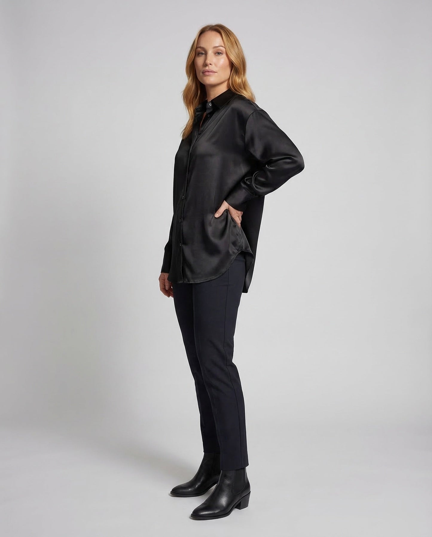Damen Oversize Hemdbluse Satin - Norvielle