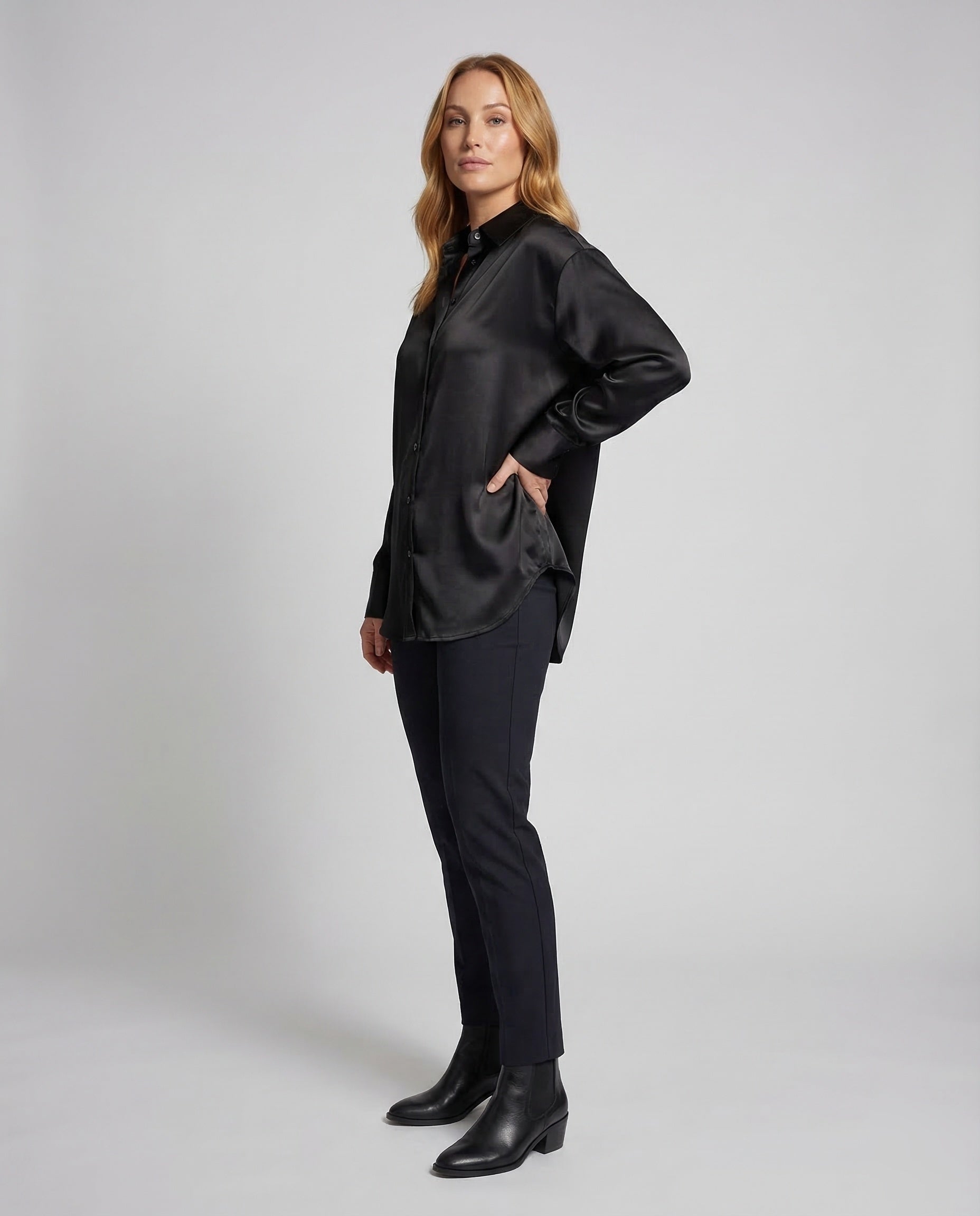 Damen Oversize Hemdbluse Satin - Norvielle