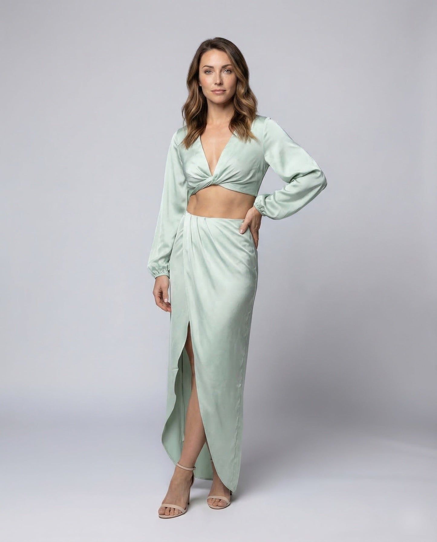 Damen Satin Crop Set - Norvielle