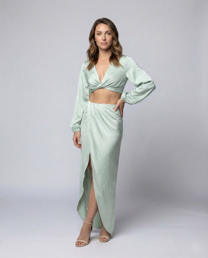 Damen Satin Crop Set - Norvielle