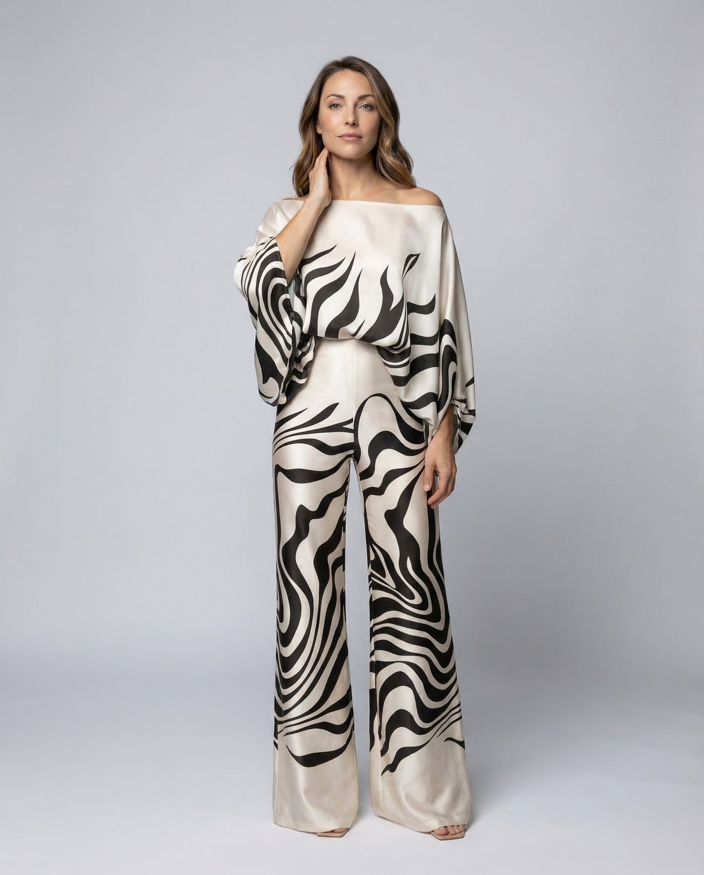 Damen Satin Schlaghosen Set - Norvielle