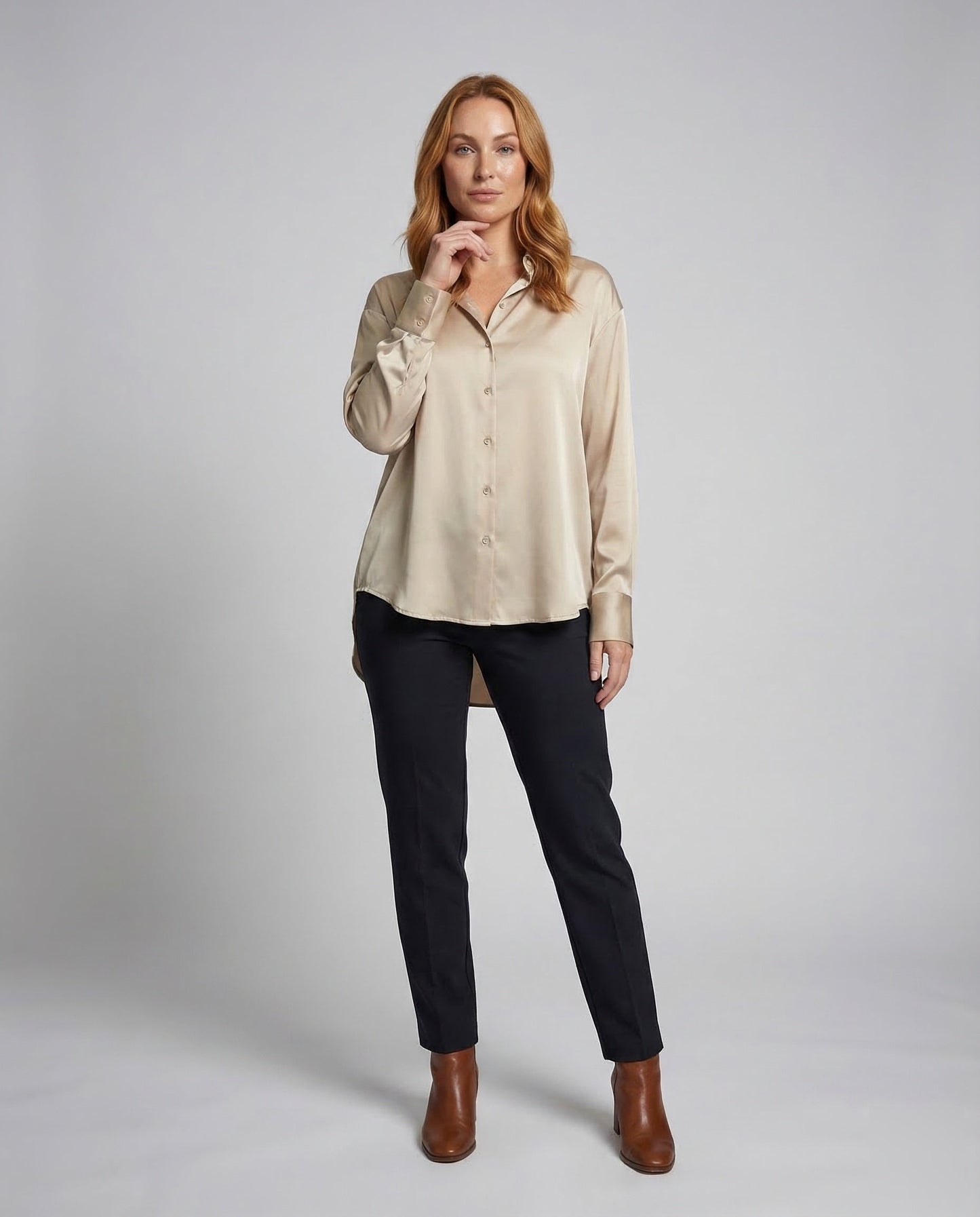 Damen Oversize Satinbluse - Norvielle