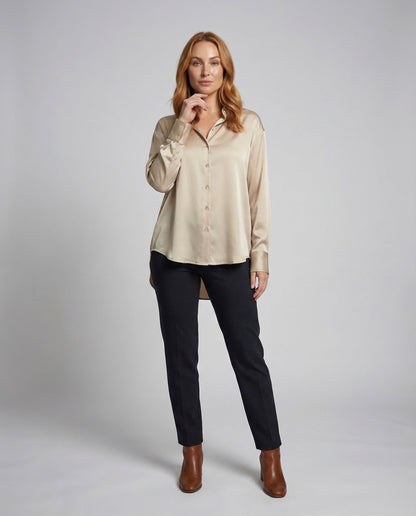 Damen Oversize Satinbluse - Norvielle