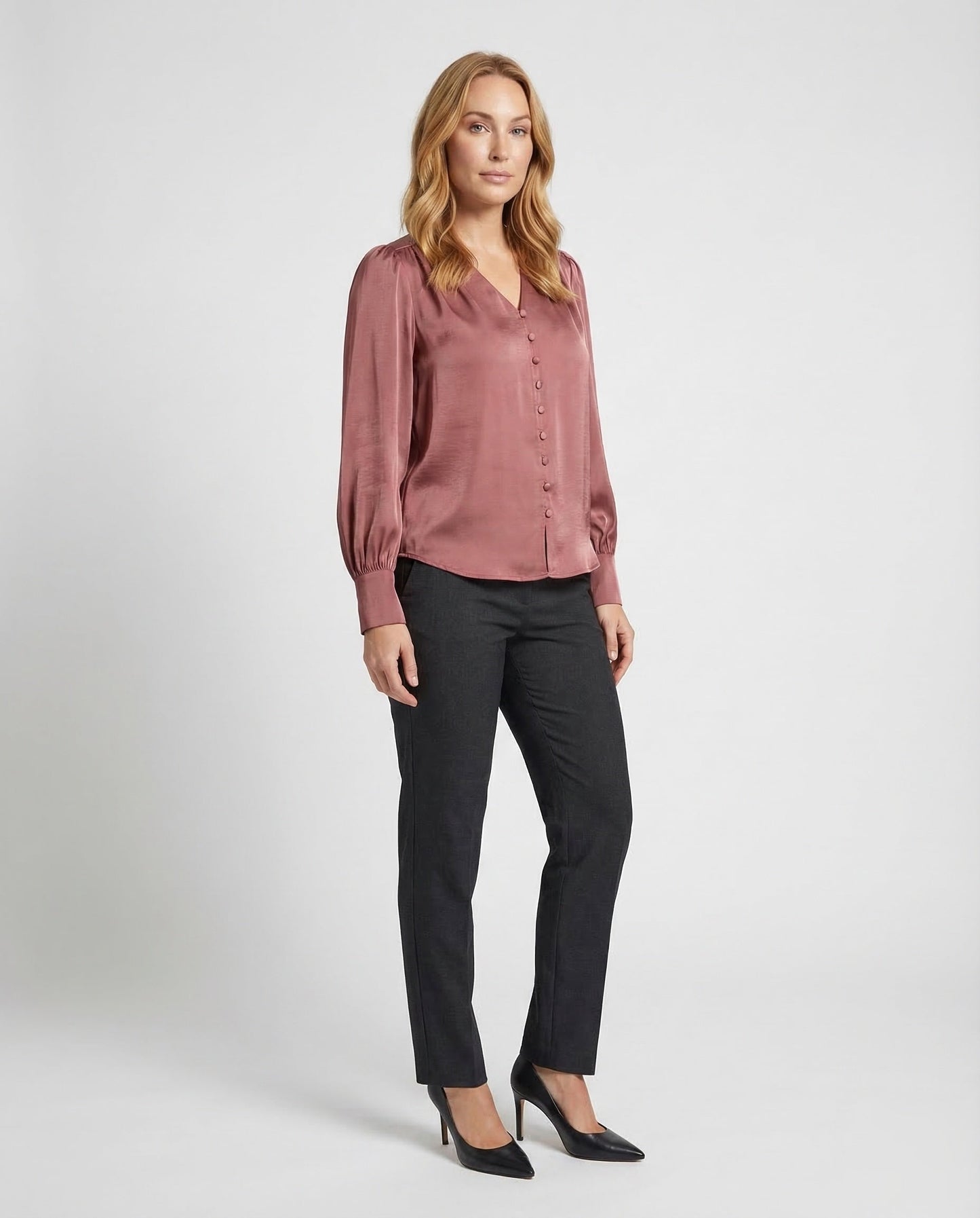 Damen Bluse V-Ausschnitt Elegantes Design - Norvielle