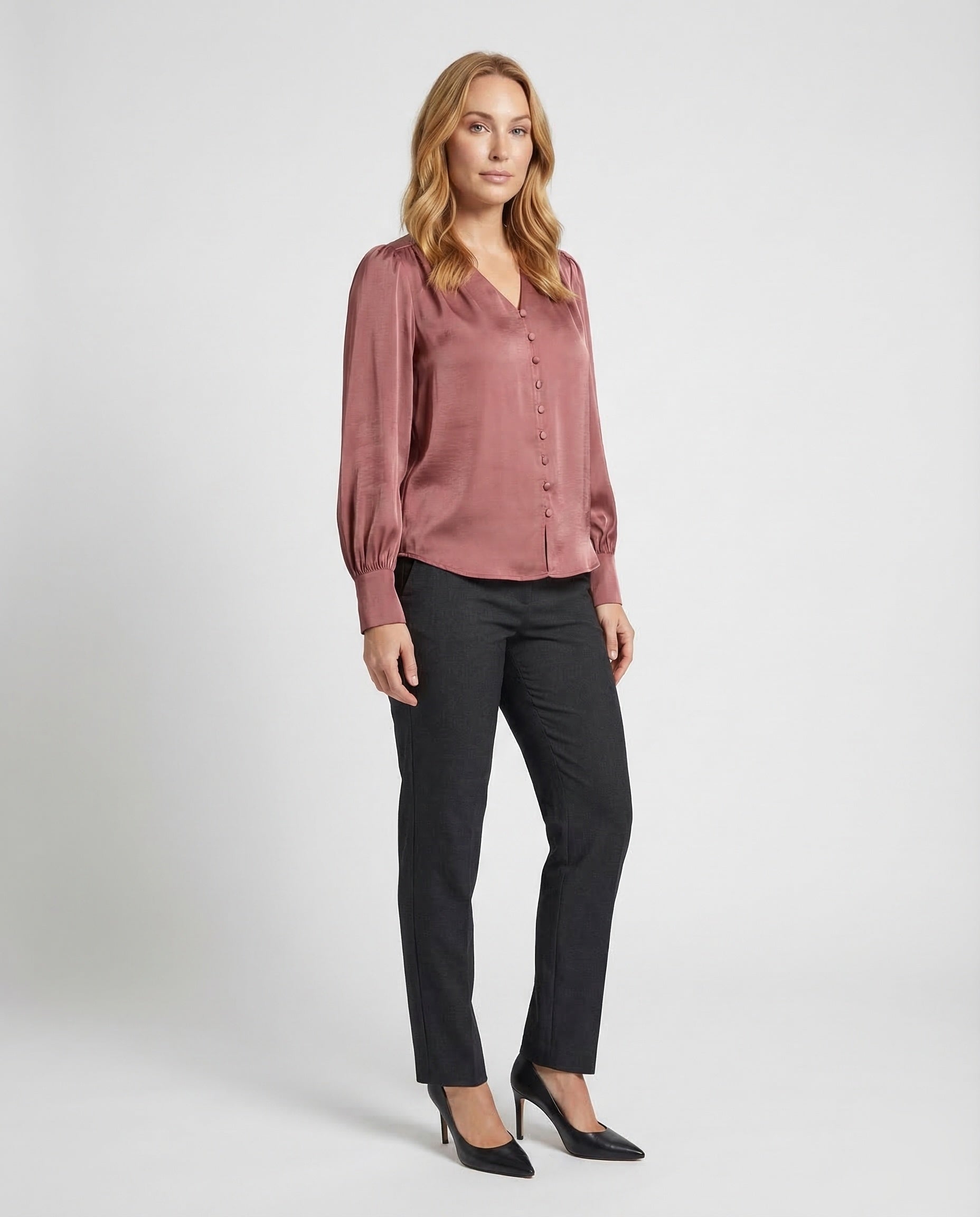 Damen Bluse V-Ausschnitt Elegantes Design - Norvielle