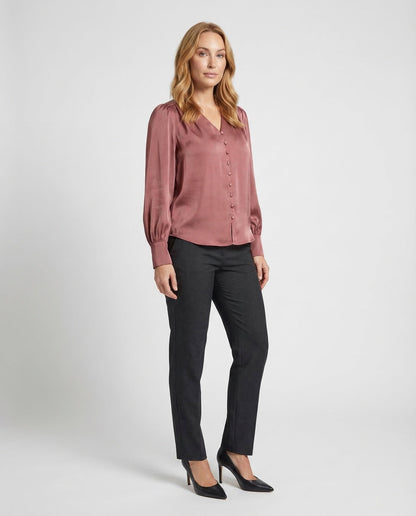 Damen Bluse V-Ausschnitt Elegantes Design - Norvielle