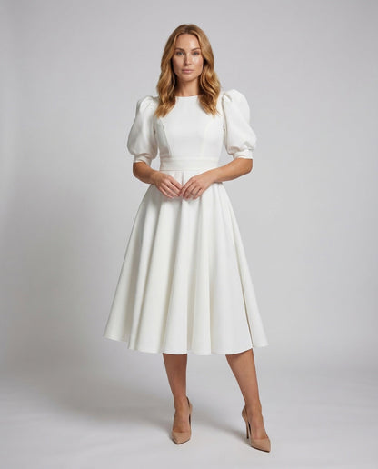 Damen Midikleid Puffärmel Elegant - Norvielle
