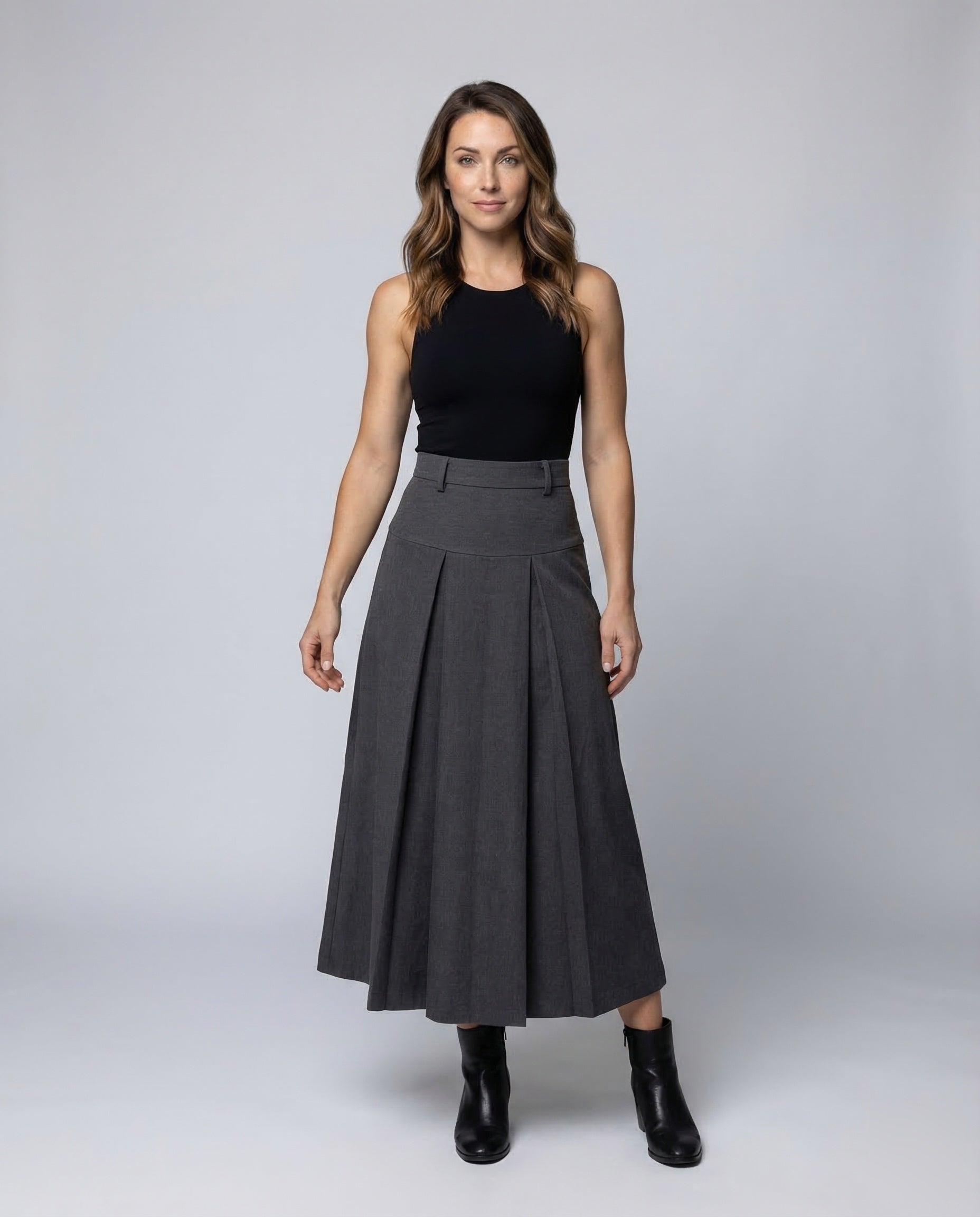 Damen Maxi Plisseerock Kellerfalten - Norvielle