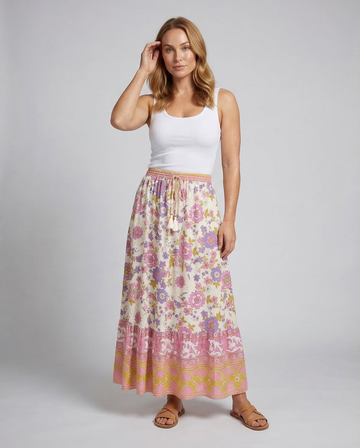 Damen Midirock Boho-Print - Norvielle