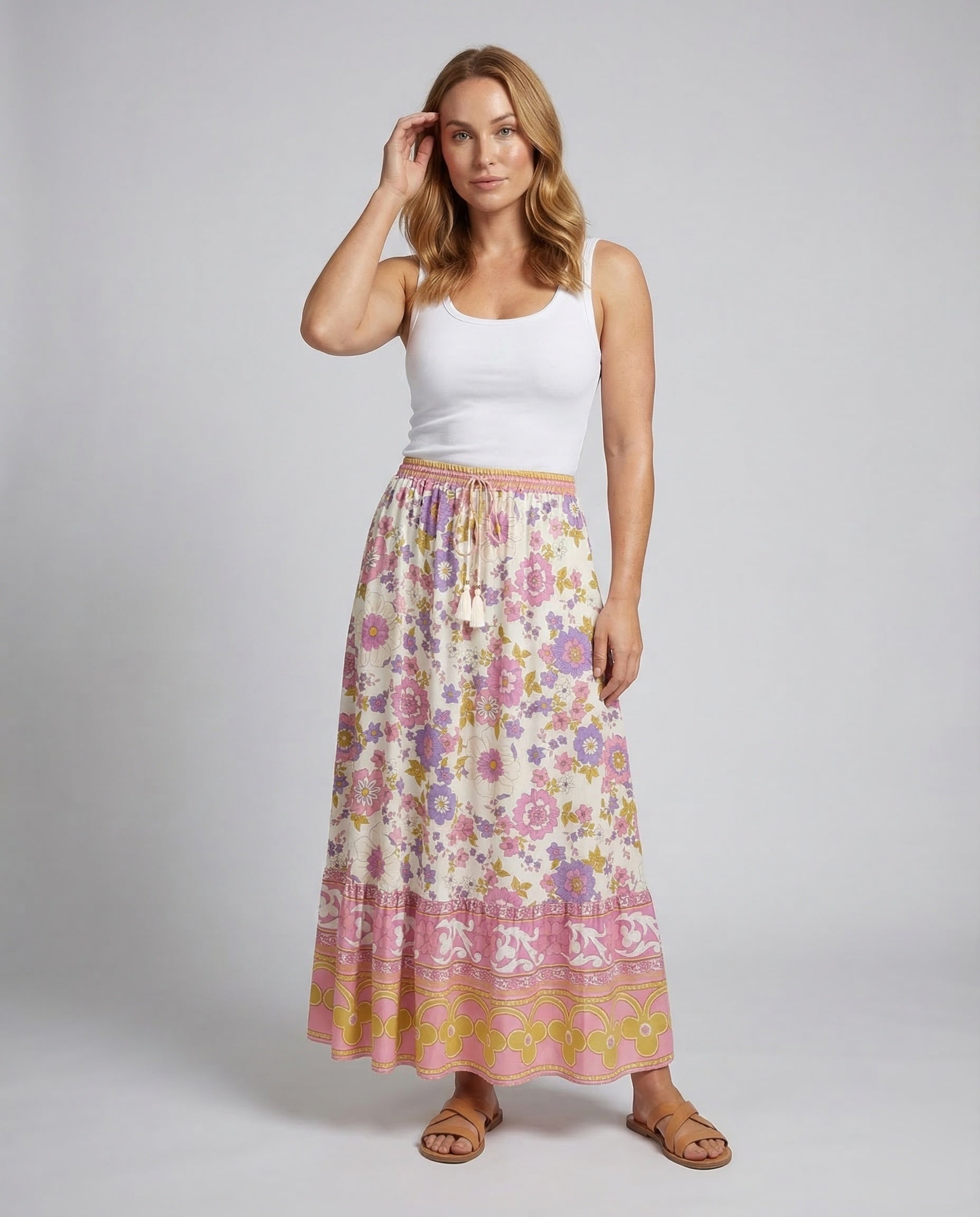 Damen Midirock Boho-Print - Norvielle