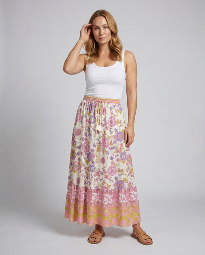 Damen Midirock Boho-Print - Norvielle