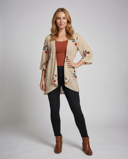 Damen Kimono Cardigan Blumenmuster - Norvielle