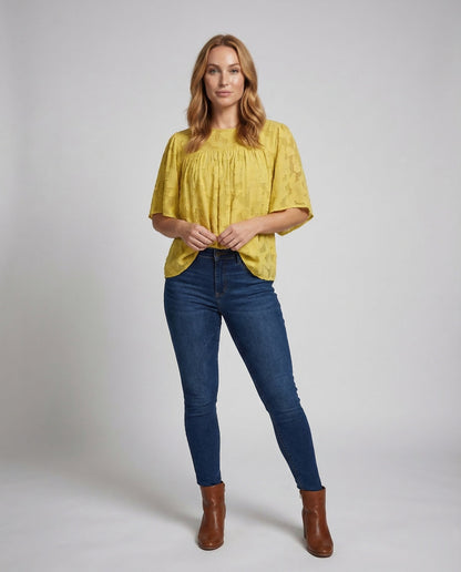 Damen Bluse Kurzarm Jacquard - Norvielle