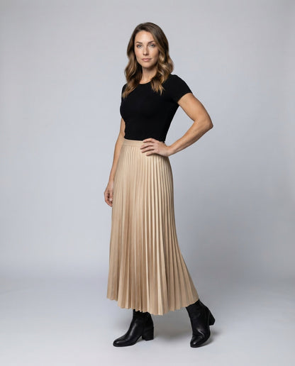 Damen Midirock High Waist Plissee - Norvielle