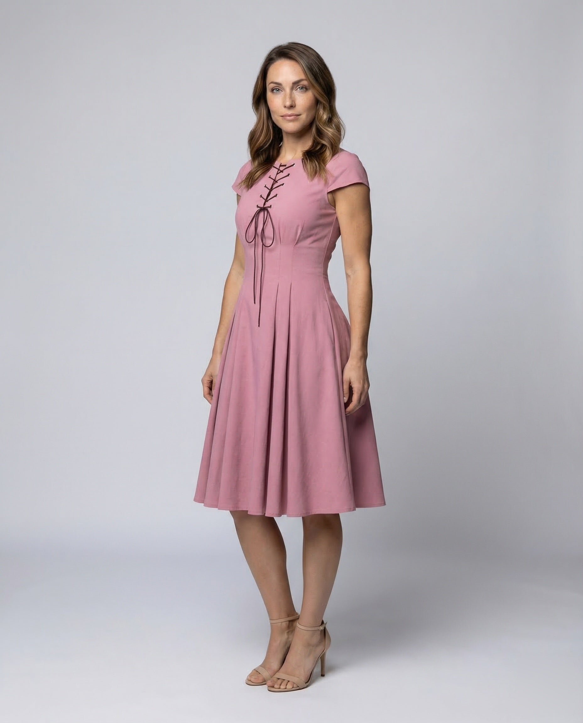 Damen Retrokleid mit Schnürung - Norvielle
