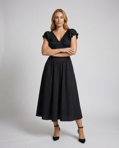 Damen Midikleid mit Rüschen Romantic Look - Norvielle