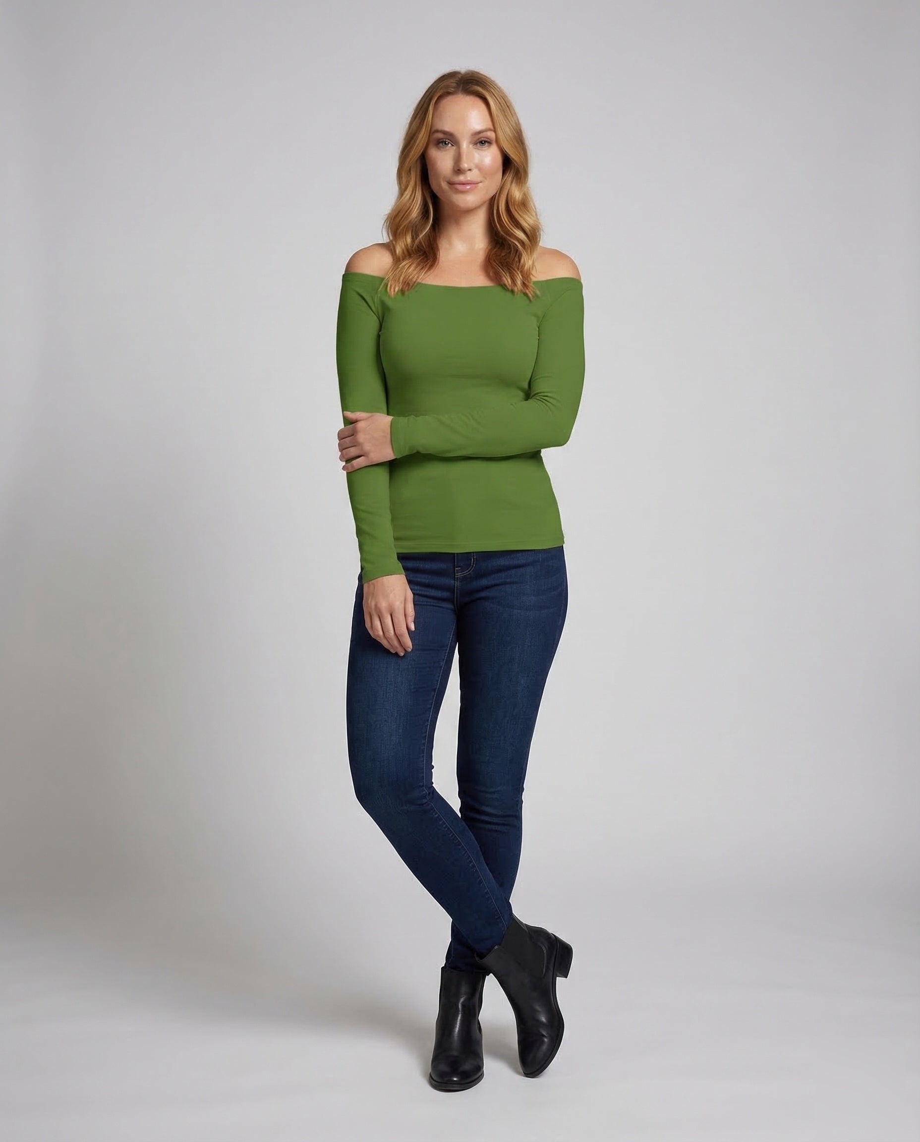 Damen Off-Shoulder Langarm-Shirt - Norvielle
