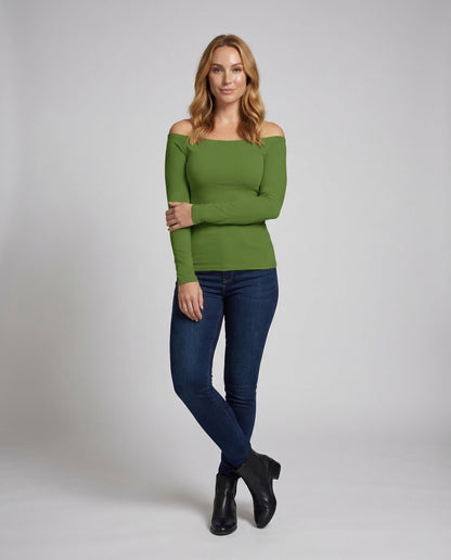 Damen Off-Shoulder Langarm-Shirt - Norvielle