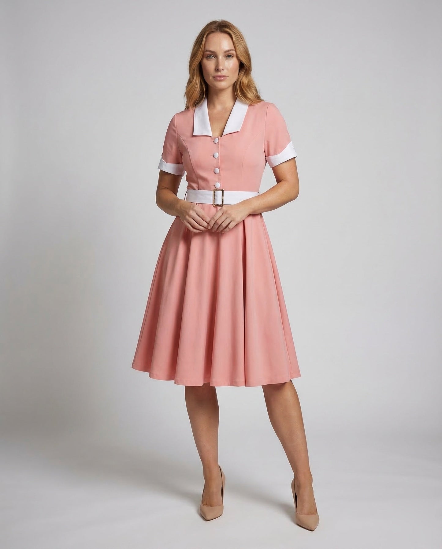 Damen Swingkleid mit Knopfleiste Blau - Norvielle