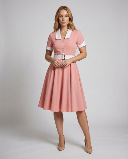 Damen Swingkleid mit Knopfleiste Blau - Norvielle